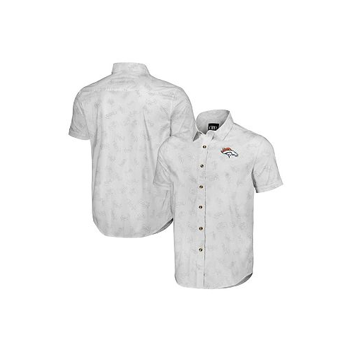 Fanatics Mens NFL x Darius Rucker Collection by White Denver Broncos Woven Short Sleeve Button Up Shirt
