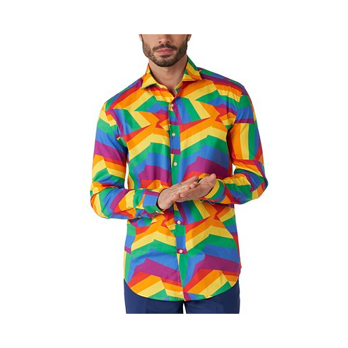 OppoSuits Mens Long-Sleeve Zig-Zag Rainbow Shirt