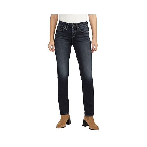 Silver Jeans Co. Womens Suki Mid Rise Curvy Fit Straight Leg Jeans
