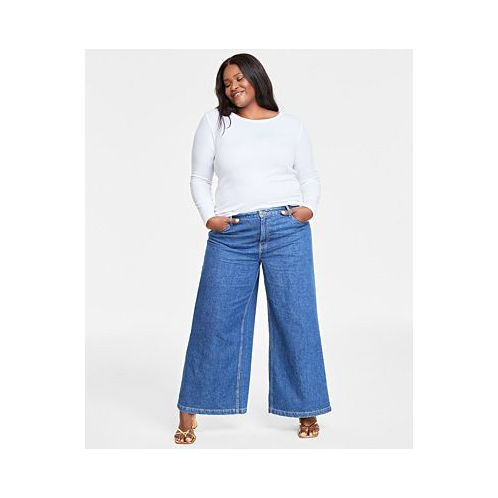 On 34th Plus Size High-Rise Wide-Leg Jeans