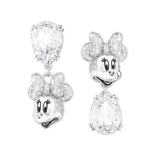 Swarovski Silver-Tone Disney Minnie Mouse Crystal Drop Earrings
