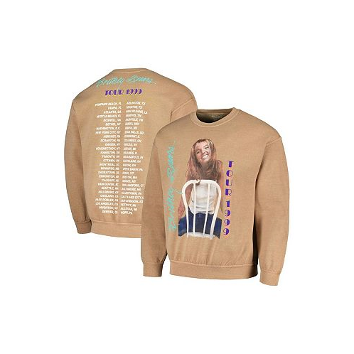 Philcos Mens Tan Distressed Britney Spears Tour Washed Pullover Sweatshirt