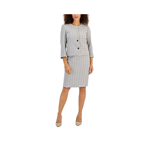 Le Suit Tweed Four-Button Jacket & Pencil Skirt Suit Regular & Petite Sizes