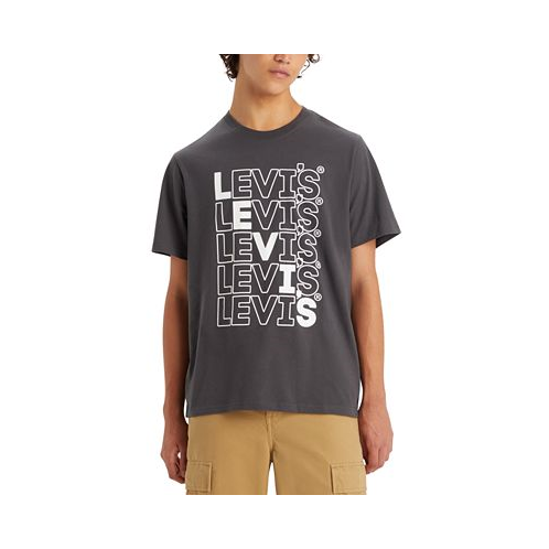 Levis Mens Relaxed-Fit Stacked-Logo Short Sleeve Crewneck T-Shirt