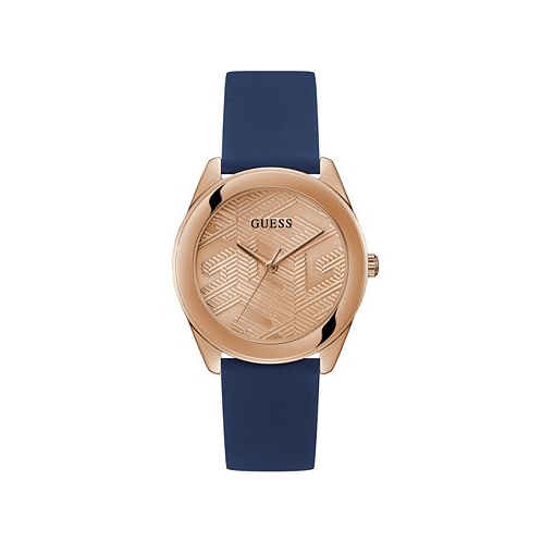GUESS Womens Analog Blue Silicone Watch 40mm