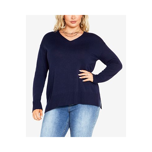 AVENUE Plus Size Clare V-neck Long Sleeve Sweater