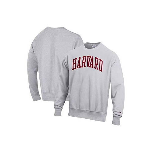 Champion Mens Heathered Gray Harvard Crimson Arch Reverse Weave Pullover Sweatshirt
