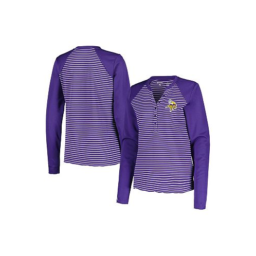 Antigua Womens Purple Minnesota Vikings Maverick Waffle Henley Long Sleeve T-shirt