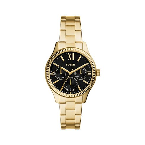 Fossil Womens Rye Multifunction Gold-Tone Stainless Steel Watch 36mm