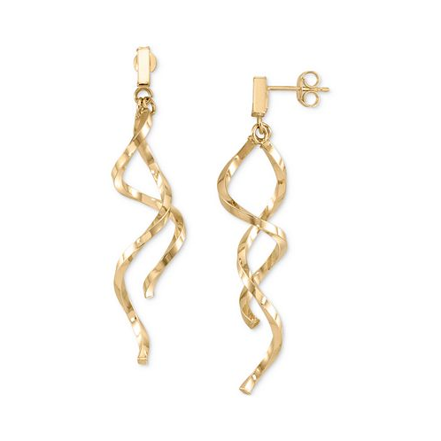 Italian Gold Double Twist Drop Earrings in 14k Gold