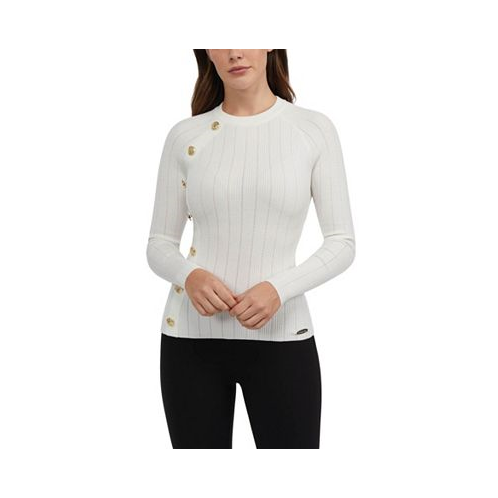 Bebe Womens Long Sleeve Top with Snap Buttons
