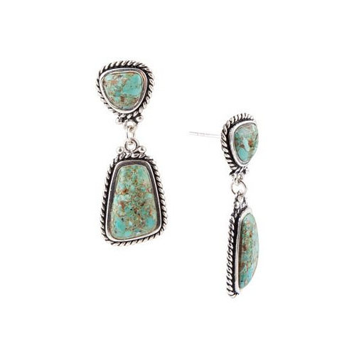 Barse Roped Genuine Turquoise Abstract Drop Earrings