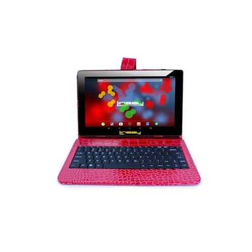 LINSAY New 10.1 Tablet Octa Core 128GB Exclusive Luxury Red Crocodile Keyboard Android 13