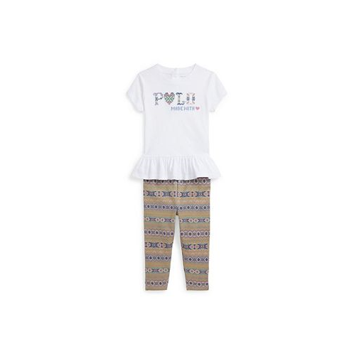 Polo Ralph Lauren Baby Girls Fair Isle T Shirt and Leggings 2 Piece Set