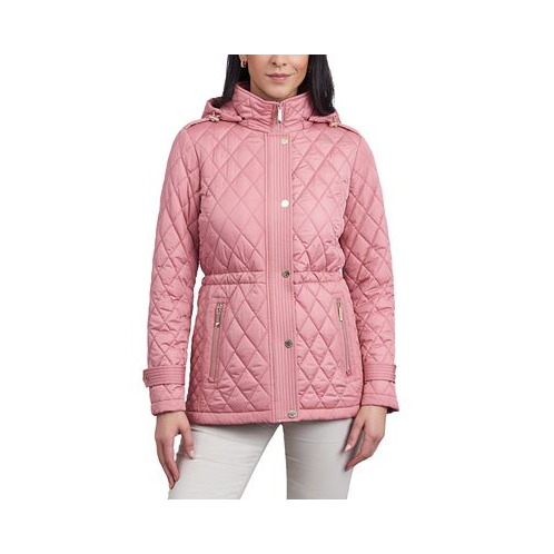 Michael Kors Womens Quilted Hooded Anorak Coat