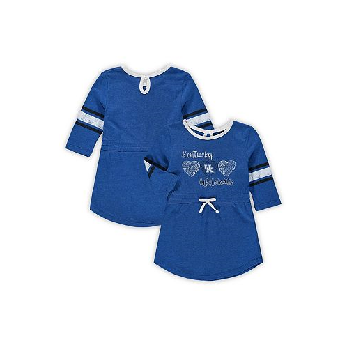 Colosseum Girls Toddler Heathered Royal Distressed Kentucky Wildcats Poppin Sleeve Stripe Dress