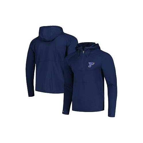 Antigua Mens Heather Navy St. Louis Blues Spikes Raglan Quarter-Zip Hoodie