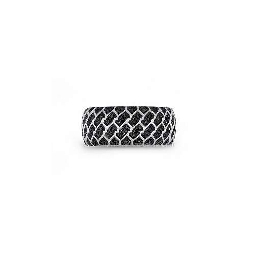 LuvMyJewelry Fast Track Design Tire Tread Rhodium Plated Sterling Silver Black Diamond Ring
