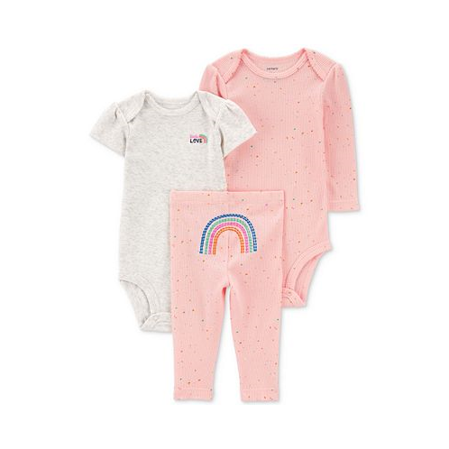 Carters Baby Girls Rainbow Little Character Bodysuits and Pants 3 Piece Set