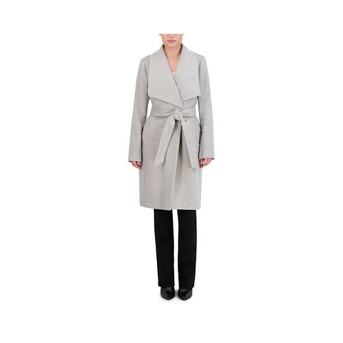 Cole Haan Womens Wool Blend Belted Wrap Coat