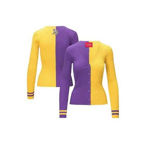 Staud Womens Purple Gold Minnesota Vikings Cargo Sweater