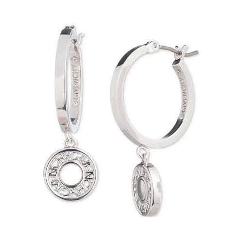 Givenchy Silver-Tone Logo Embossed Coin Charm Hoop Earrings