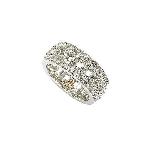 Suzy Levian New York Suzy Levian Sterling Silver Cubic Zirconia Link Eternity Band Ring