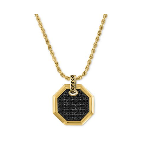 Esquire Mens Jewelry Black Diamond Octagon 22 Pendant Necklace (1/2 ct. t.w.) in 14k Gold-Plated Sterling Silver