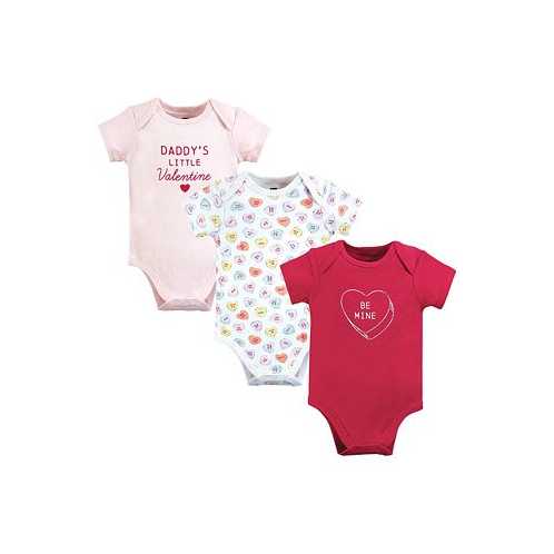 Hudson Baby Baby Girls Cotton Bodysuits Be Mine Valentine 3-Pack