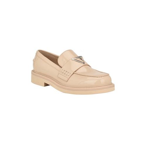 GUESS Womens Shatha Logo Hardware Slip-on Almond Toe Loafers