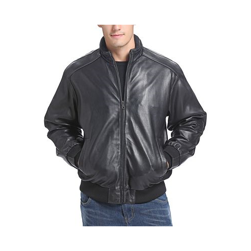 BGSD Men City Leather Bomber Jacket - Big and Tall