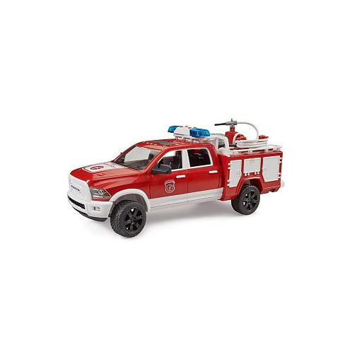 Bruder RAM Fire Service Truck with Light and Sound Module. Storage compartments with doors on both sides rotating water