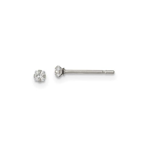 Chisel Stainless Steel Polished Square CZ Stud Earrings