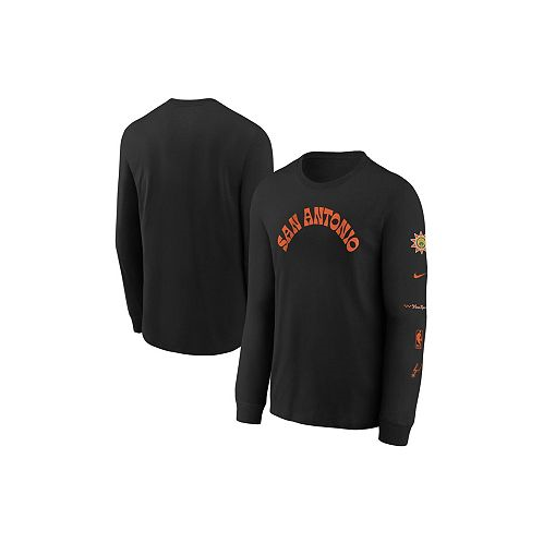 Nike Big Boys Black Distressed San Antonio Spurs 2023/24 City Edition Max90 Long Sleeve T-shirt