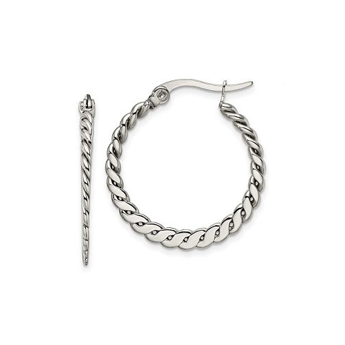 Chisel Stainless Steel Polished and Textured Braided Hoop Earrings