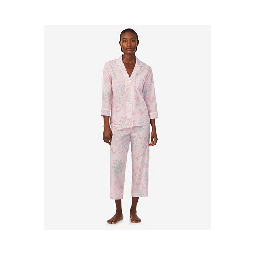 POLO Ralph Lauren Womens 2-Pc 3/4 Sleeve Notch Collar Top and Capri Pants Pajama Set