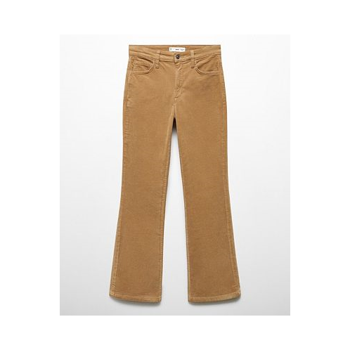 MANGO Womens Flared Cropped Corduroy Jeans