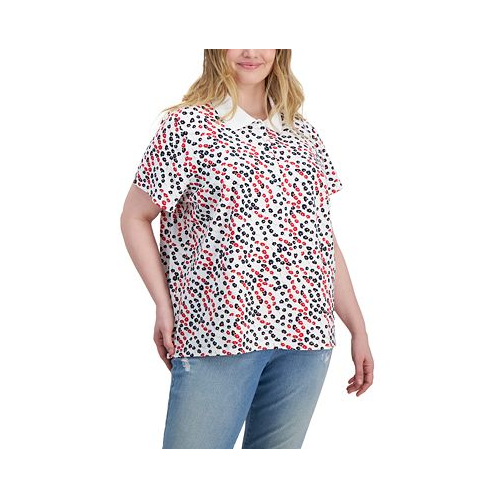 Tommy Hilfiger Plus Size Ditsy-Floral Printed Polo Top