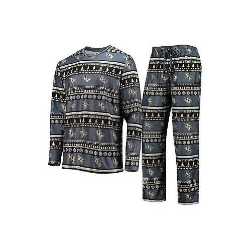 Concepts Sport Mens Charcoal UCF Knights Ugly Sweater Long Sleeve T-shirt and Pants Sleep Set