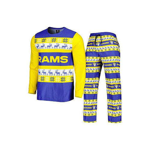 FOCO Mens Royal Los Angeles Rams Team Ugly Pajama Set