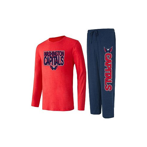 Concepts Sport Mens Navy Red Washington Capitals Meter Long Sleeve T-shirt and Pants Sleep Set