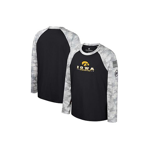 Colosseum Big Boys Black Camo Iowa Hawkeyes OHT Military-Inspired Appreciation Dark Star Raglan Long Sleeve T-shirt