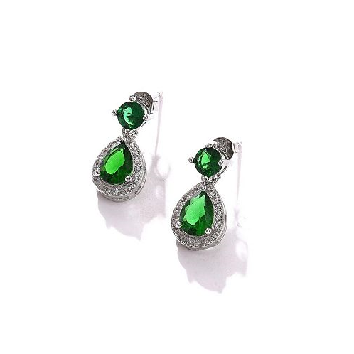 SOHI Womens Green Embellished Drop Earrings