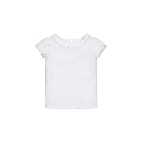 Hope & Henry Girls Short Sleeve Knit Top with Tulip Sleeves Infant