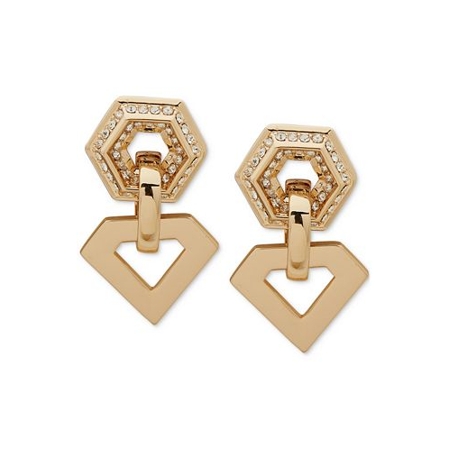 KARL LAGERFELD PARIS Gold-Tone Pave Hexagon & Triangle Drop Earrings