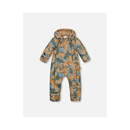Deux par Deux Baby Boy Baby Mid-Season Quilted One Piece Beige Printed Camo Dinos - Infant