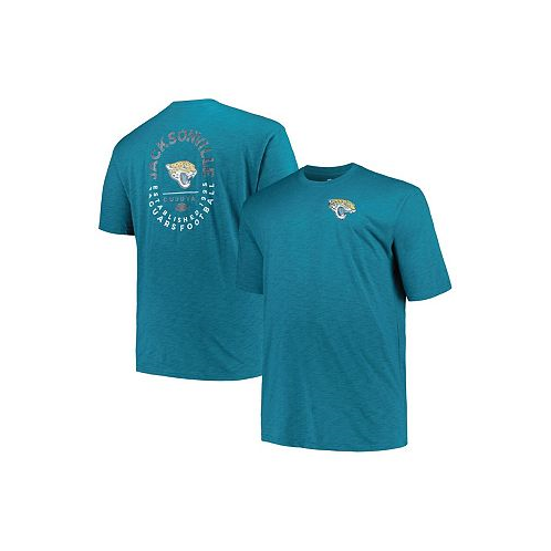 Profile Mens Teal Distressed Jacksonville Jaguars Big and Tall Two-Hit Throwback T-shirt