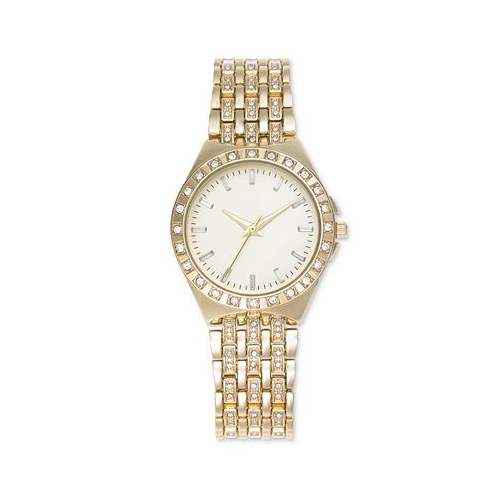 I.N.C. International Concepts Womens Crystal Gold-Tone Bracelet Watch 33mm