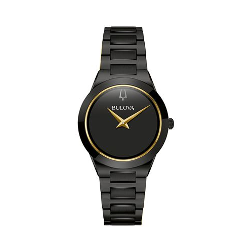 Bulova Womens Modern Millennia Black-Tone Stainless Steel Bracelet Watch 32mm