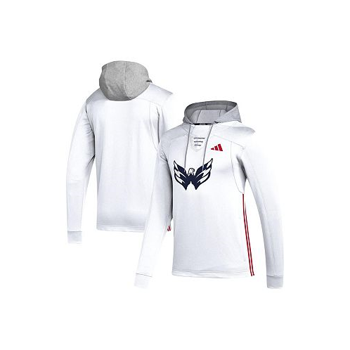 Adidas Mens White Washington Capitals Refresh Skate Lace AEROREADY Pullover Hoodie